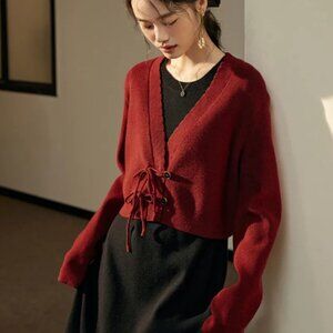 NEW Red Cardigan and Black dress SET - 2pc